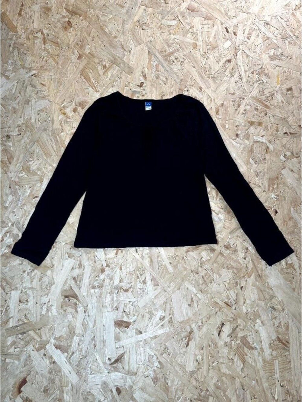 Old Navy Girls Top XL 14-16 Black Long Sleeve Keyhole Tie Neck Blouse Knit